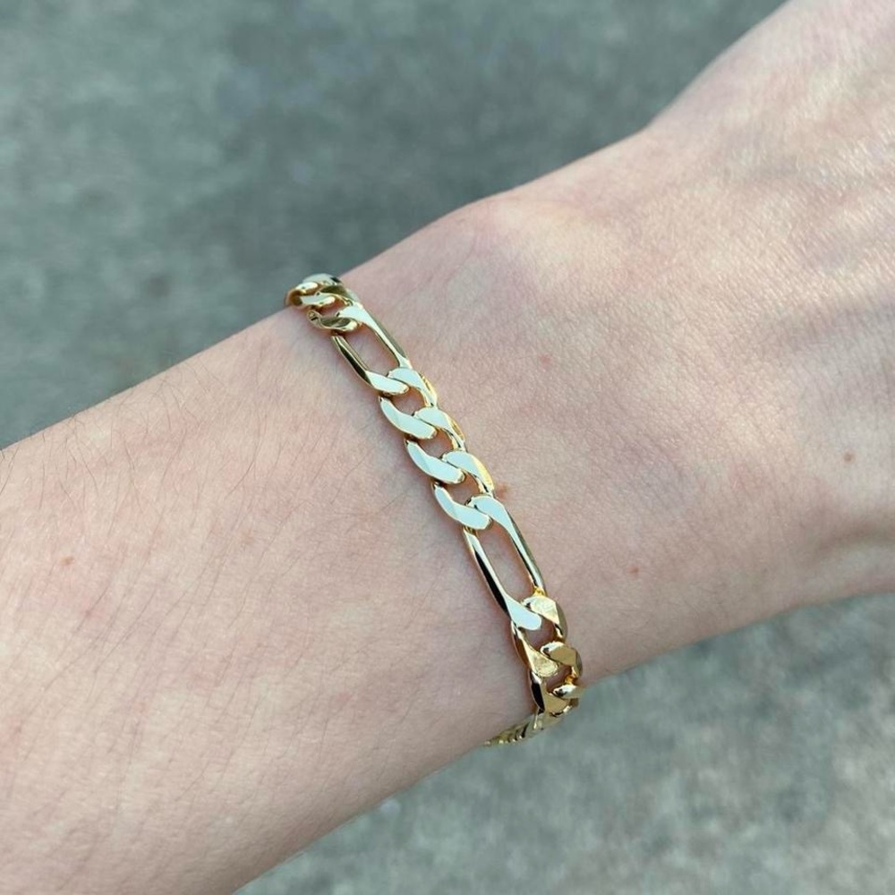 Gold Bracelet Gold Figaro Link 8in 6mm